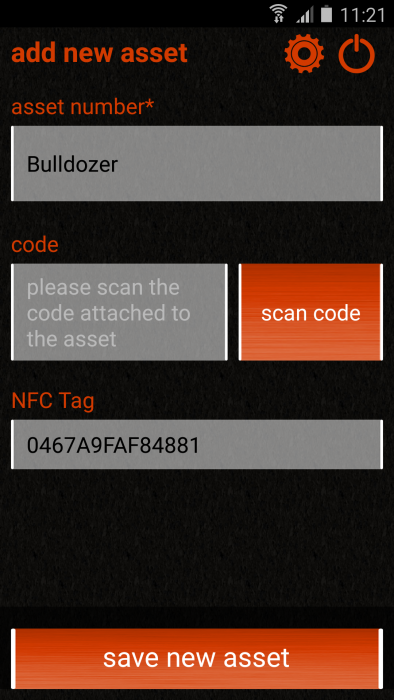 screenshot of Asset Location Manager Mobile App
